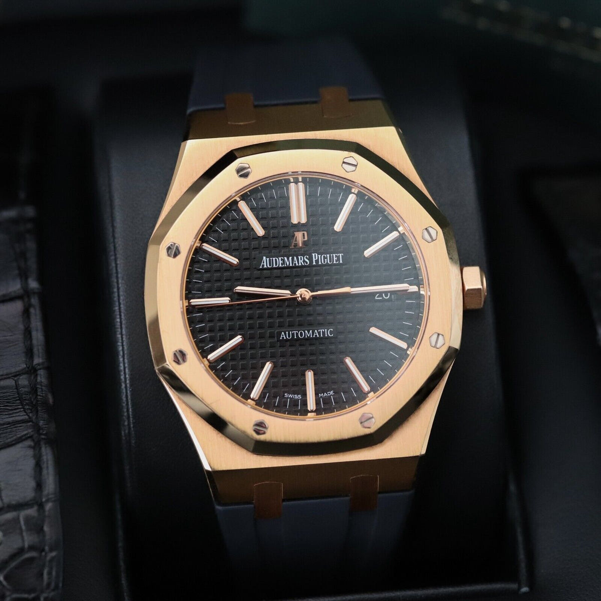 Audemars Piguet Royal Oak Automatic 41mm Rose Gold Black Dial 15400OR Mint