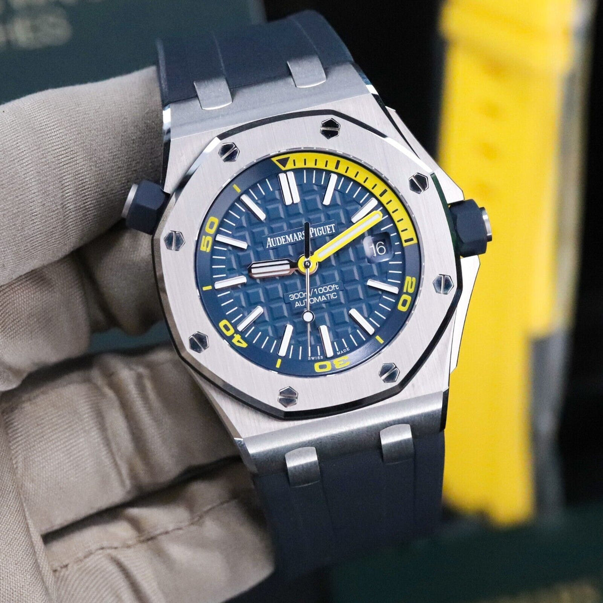 Audemars Piguet Royal Oak Offshore Diver 42mm Blue Yellow Funky Colors 15710ST.OO.A027CA.01