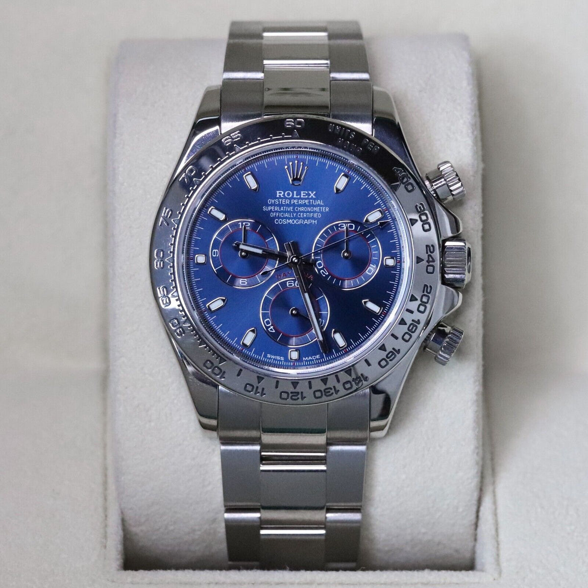 Rolex Daytona 40mm 18K White Gold Blue Dial 116509