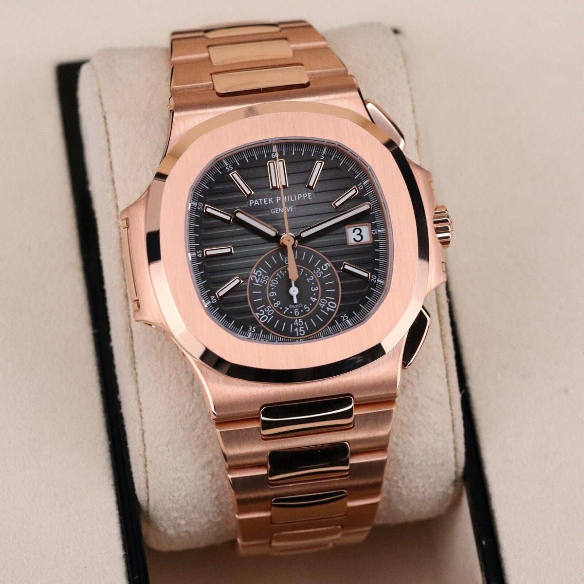 Patek Philippe Nautilus 5980-1R DISCONTINUED 40mm Rose Gold Black Dial Full Set