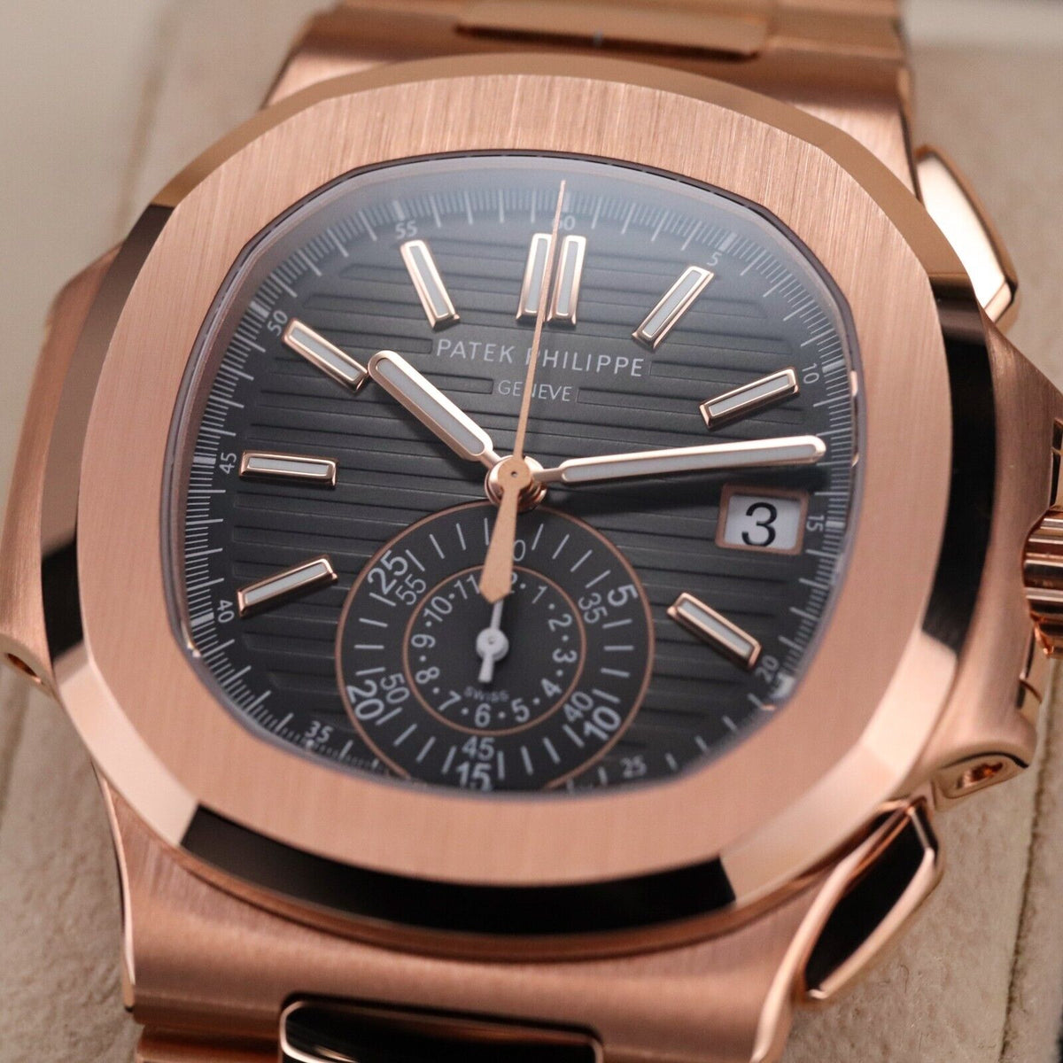 Patek Philippe Nautilus 5980-1R DISCONTINUED 40mm Rose Gold Black Dial Full Set