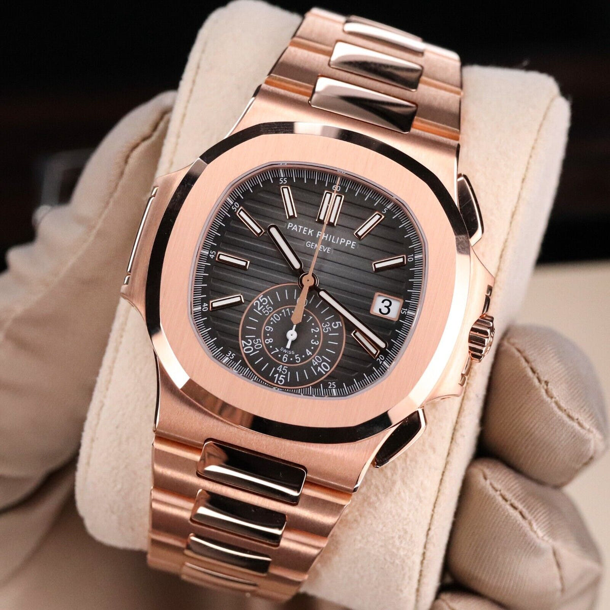 Patek Philippe Nautilus 5980-1R DISCONTINUED 40mm Rose Gold Black Dial Full Set