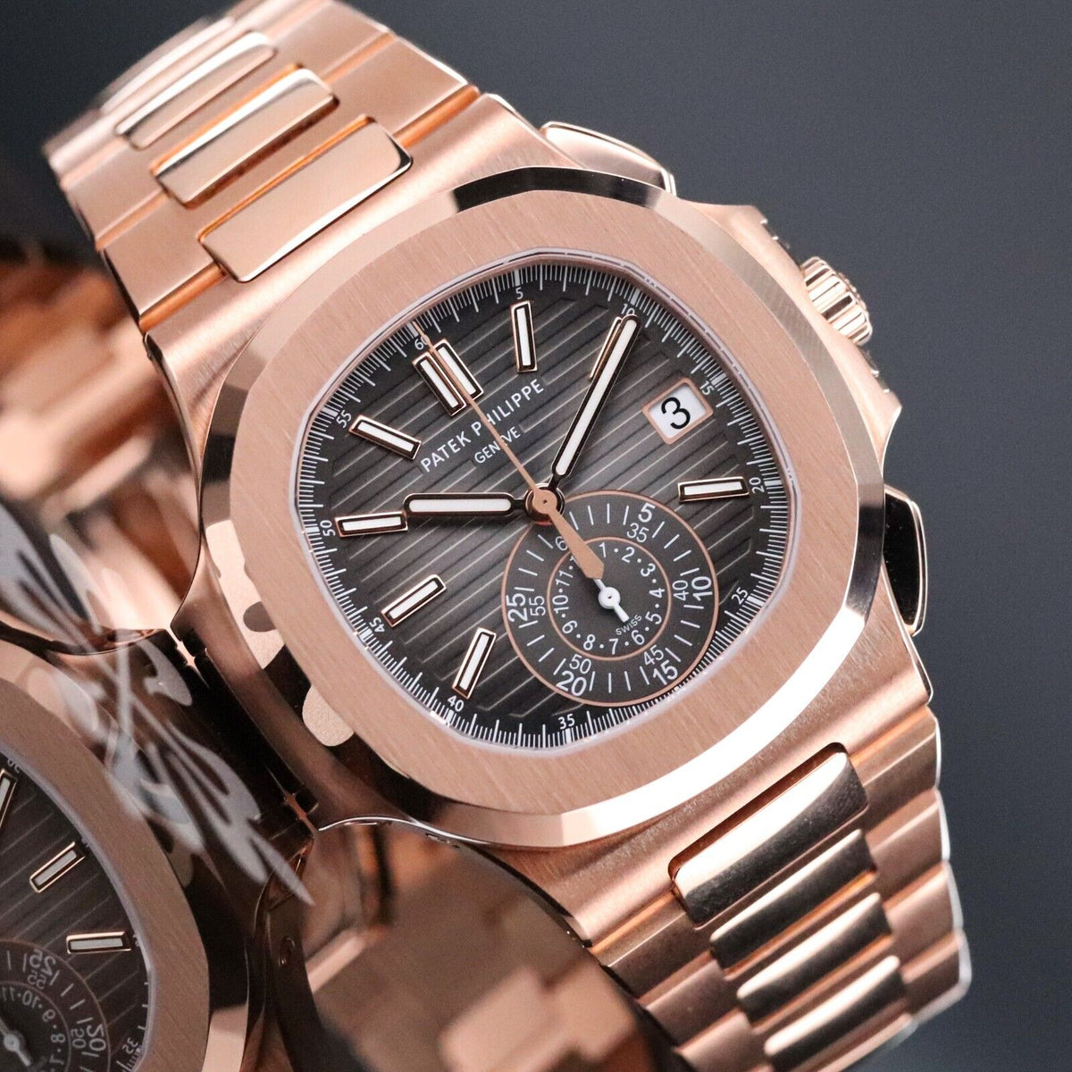 Patek Philippe Nautilus 5980-1R DISCONTINUED 40mm Rose Gold Black Dial Full Set