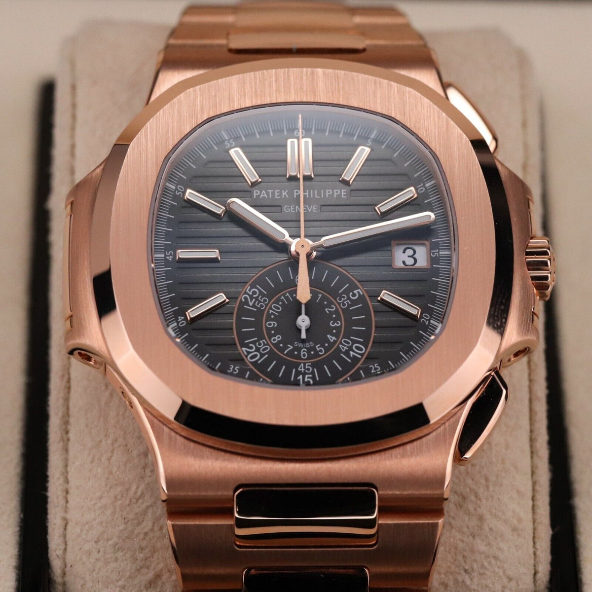 Patek Philippe Nautilus 5980-1R DISCONTINUED 40mm Rose Gold Black Dial Full Set