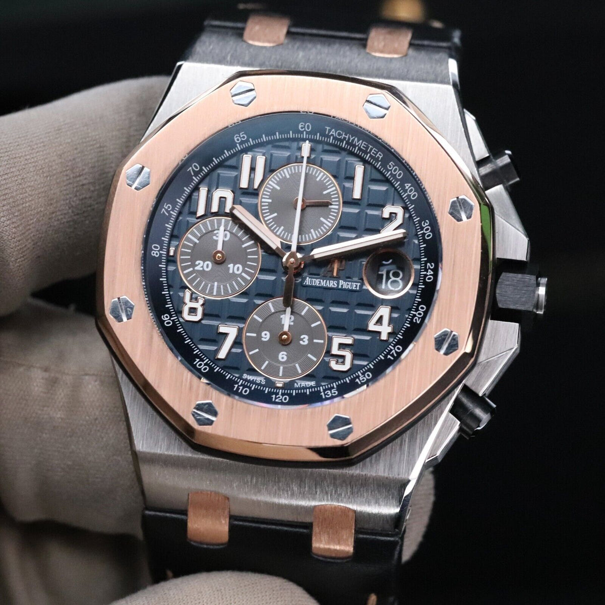 Audemars Piguet Royal Oak Offshore 42m Two Tone Blue Rose Steel Bucherer 26471SR