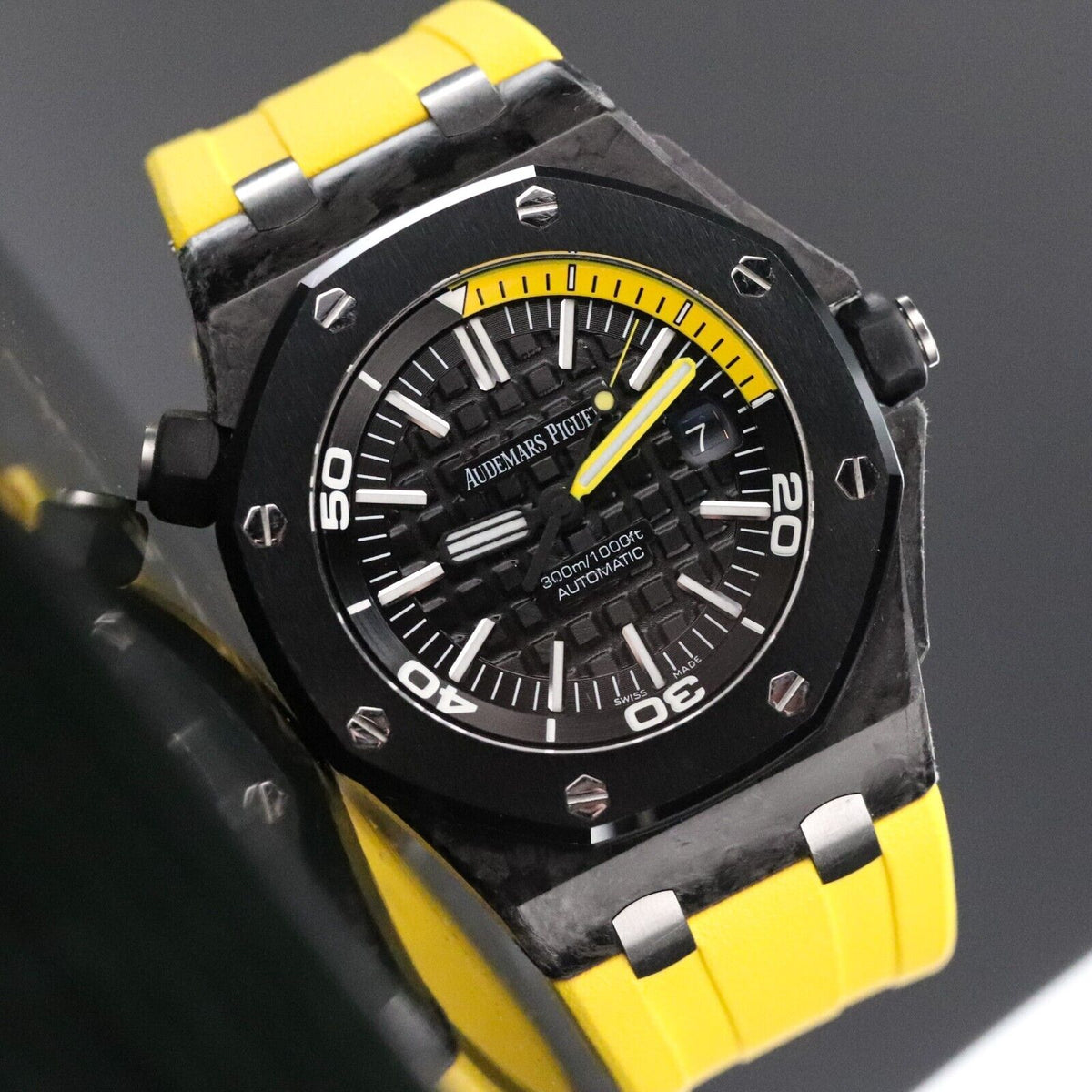 Audemars Piguet Royal Oak Offshore Diver 42mm Forged Carbon Yellow 15706AU MINT