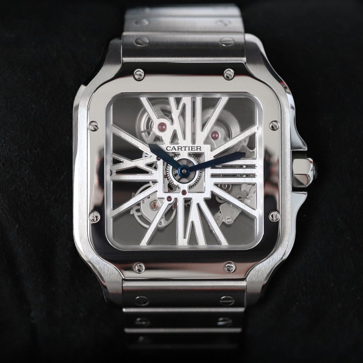 Cartier Santos De Cartier Skeleton Large Model 39.8mm Steel Sapphire WHSA0007