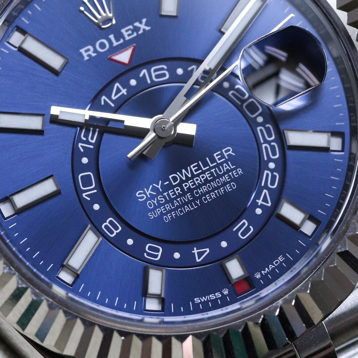 2023 Rolex Sky-Dweller 42mm Blue Dial Fluted Steel Jubilee 336934 - Complete