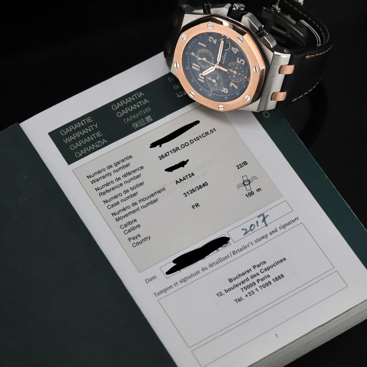 Audemars Piguet Royal Oak Offshore 42m Two Tone Blue Rose Steel Bucherer 26471SR