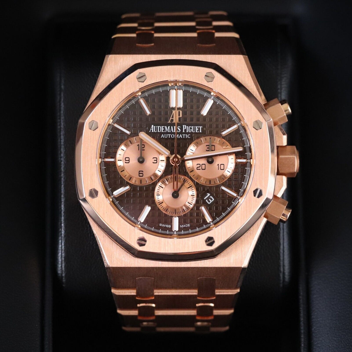 Audemars Piguet Royal Oak Chronograph 41mm 18k Rose Gold Brown 26331OR.OO.1220OR.02 Mint B&P