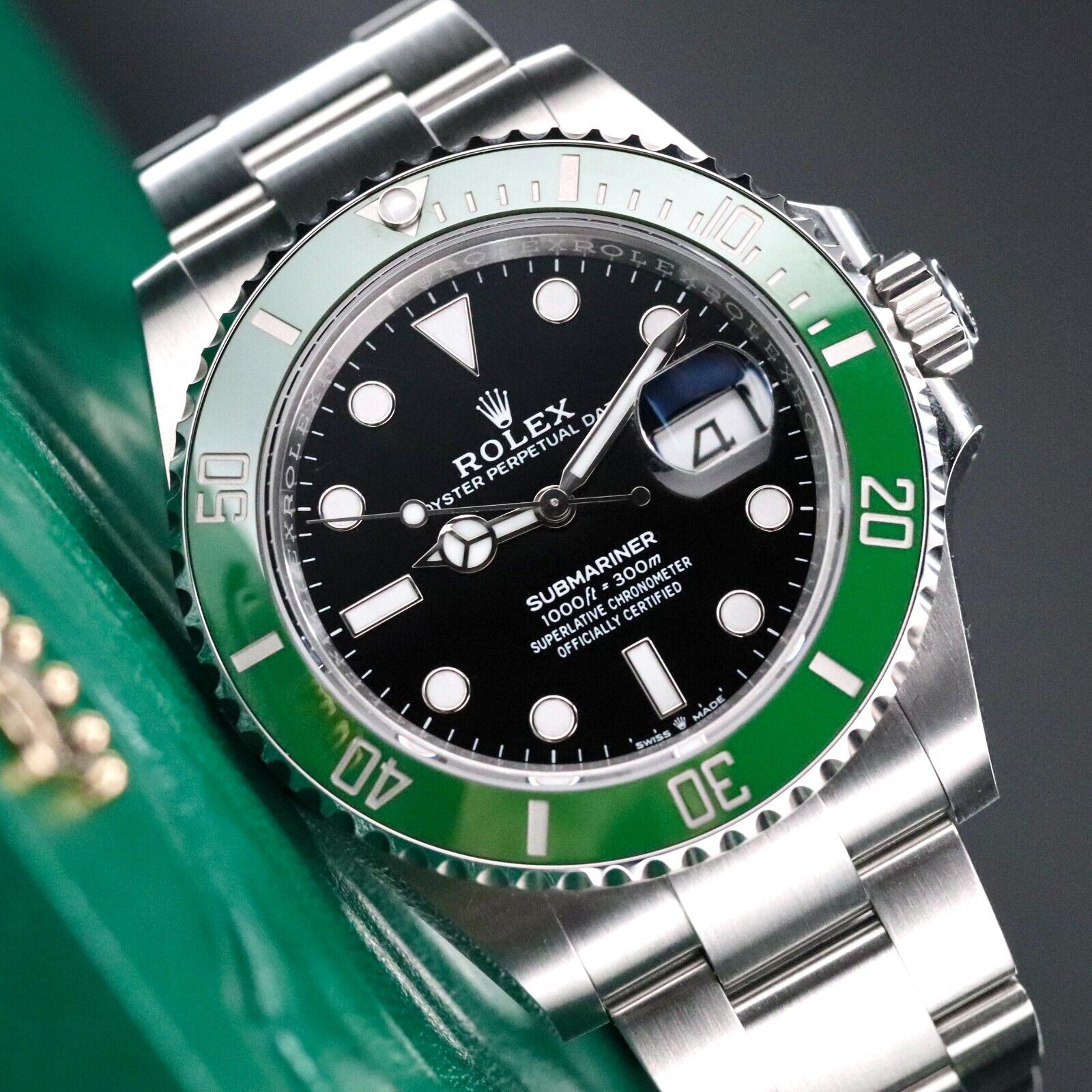 Rolex Submariner Date Starbucks 41mm Steel Case Green Bezel Black