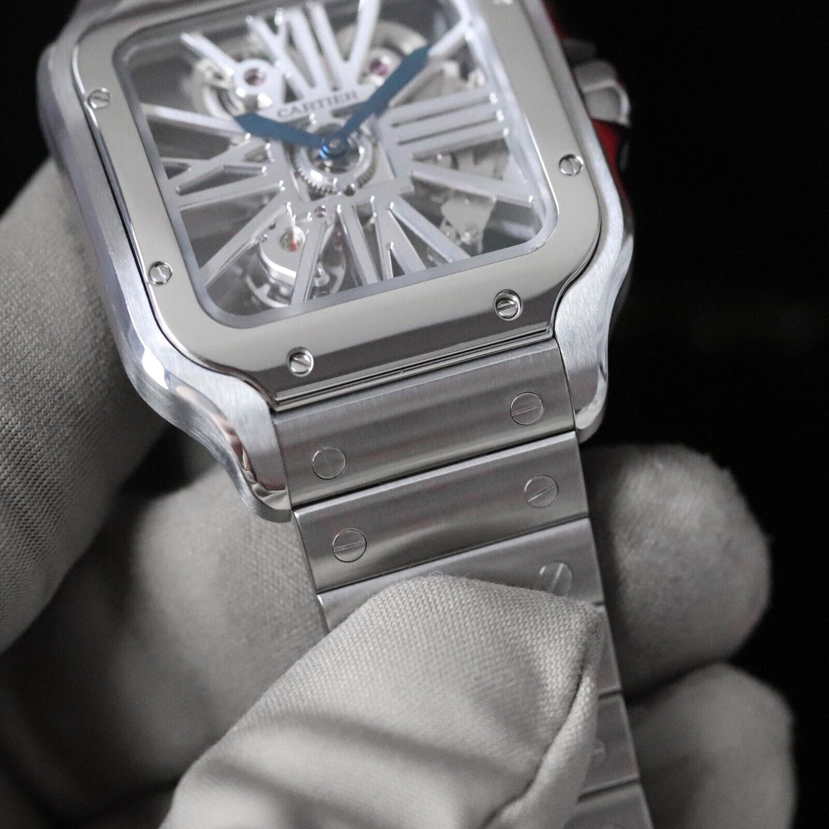 Cartier Santos De Cartier Skeleton Large Model 39.8mm Steel Sapphire WHSA0007