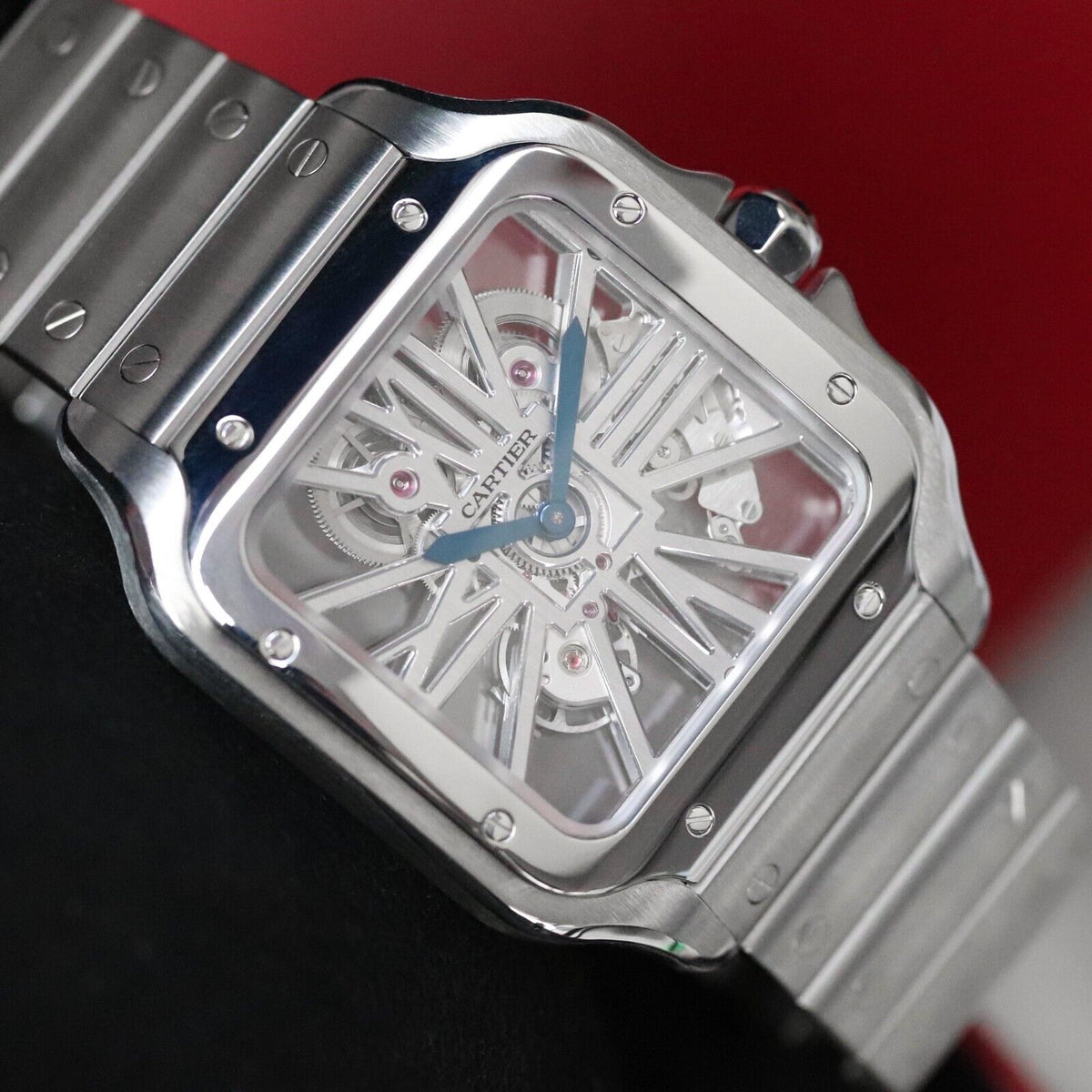 Cartier Santos De Cartier Skeleton Large Model 39.8mm Steel Sapphire WHSA0007