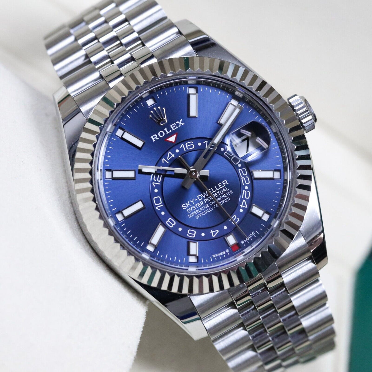 2023 Rolex Sky-Dweller 42mm Blue Dial Fluted Steel Jubilee 336934 - Complete