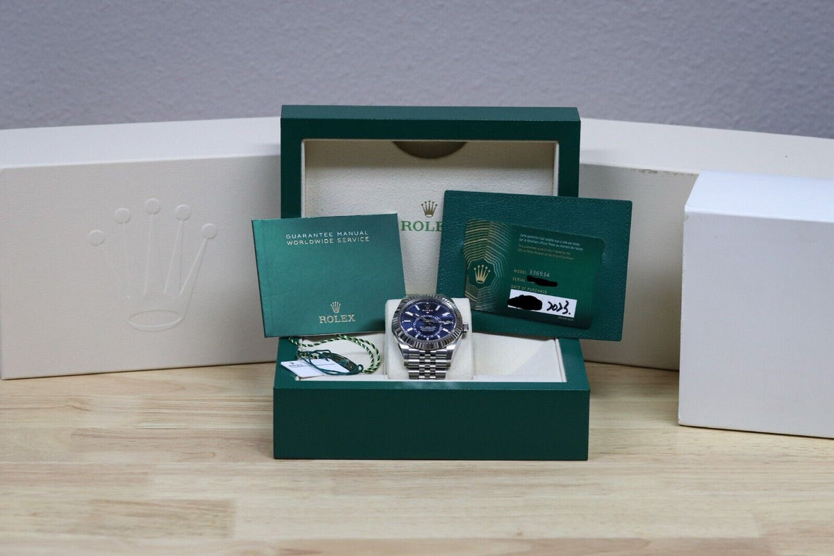 2023 Rolex Sky-Dweller 42mm Blue Dial Fluted Steel Jubilee 336934 - Complete