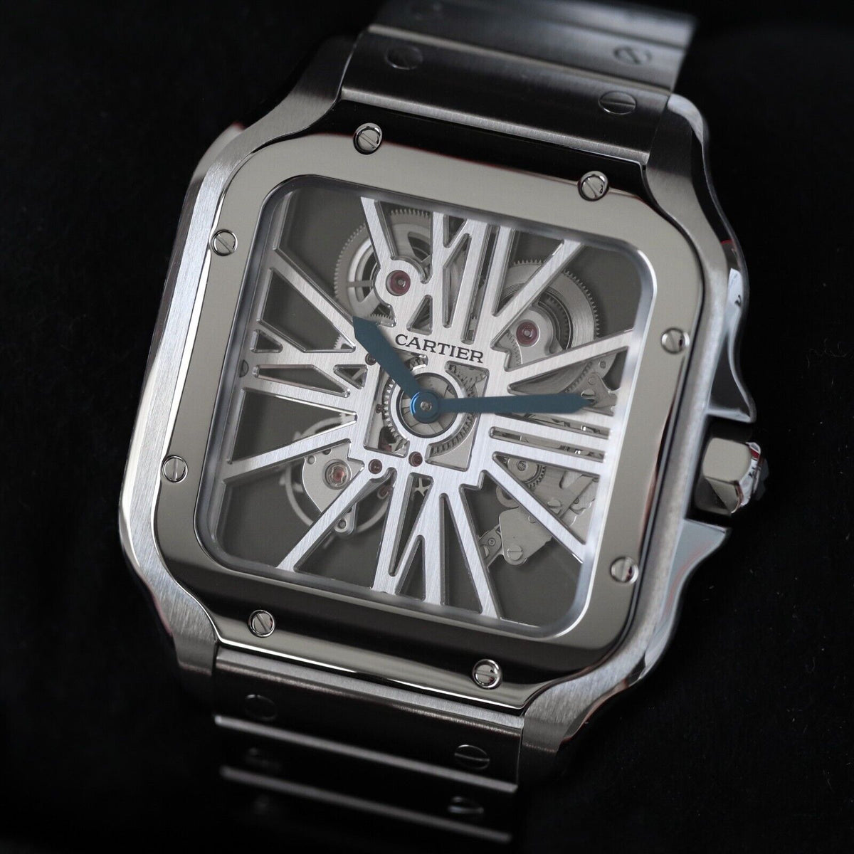 Cartier Santos De Cartier Skeleton Large Model 39.8mm Steel Sapphire WHSA0007