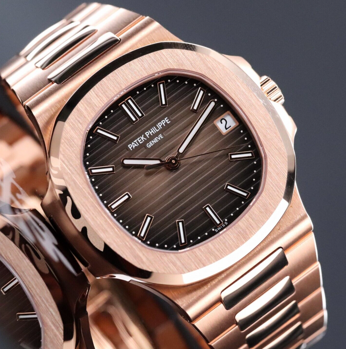 Patek Philippe Nautilus 5711/1R Rose Gold 40mm Brown Dial Bracelet Complete Set