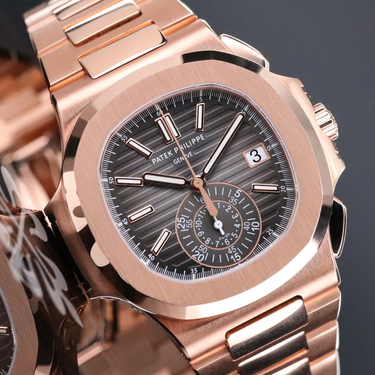 Patek Philippe Nautilus 5980-1R DISCONTINUED 40mm Rose Gold Black Dial Full Set