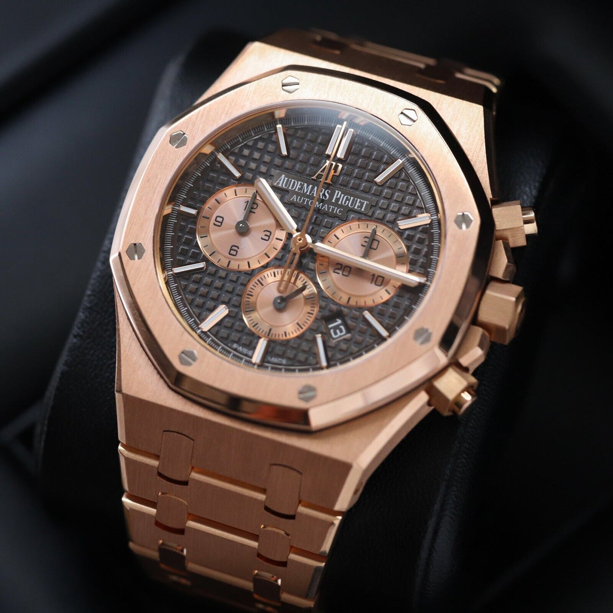 Audemars Piguet Royal Oak Chronograph 41mm 18k Rose Gold Brown 26331OR.OO.1220OR.02 Mint B&P