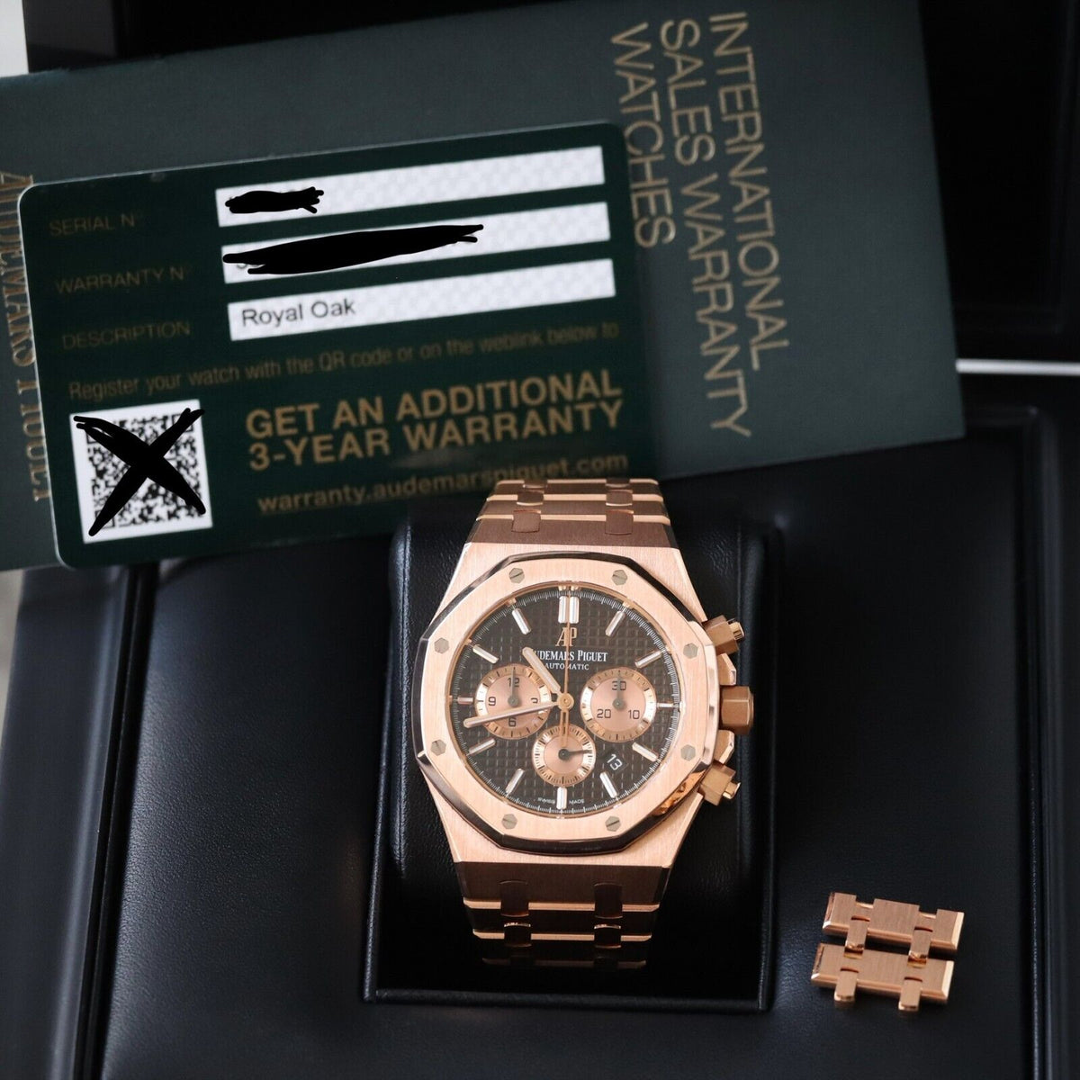 Audemars Piguet Royal Oak Chronograph 41mm 18k Rose Gold Brown 26331OR.OO.1220OR.02 Mint B&P