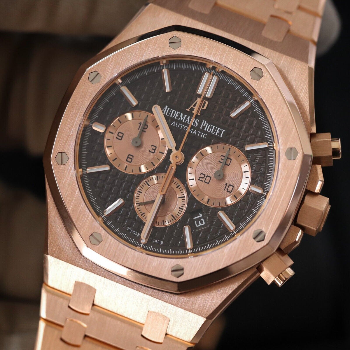 Audemars Piguet Royal Oak Chronograph 41mm 18k Rose Gold Brown 26331OR.OO.1220OR.02 Mint B&P