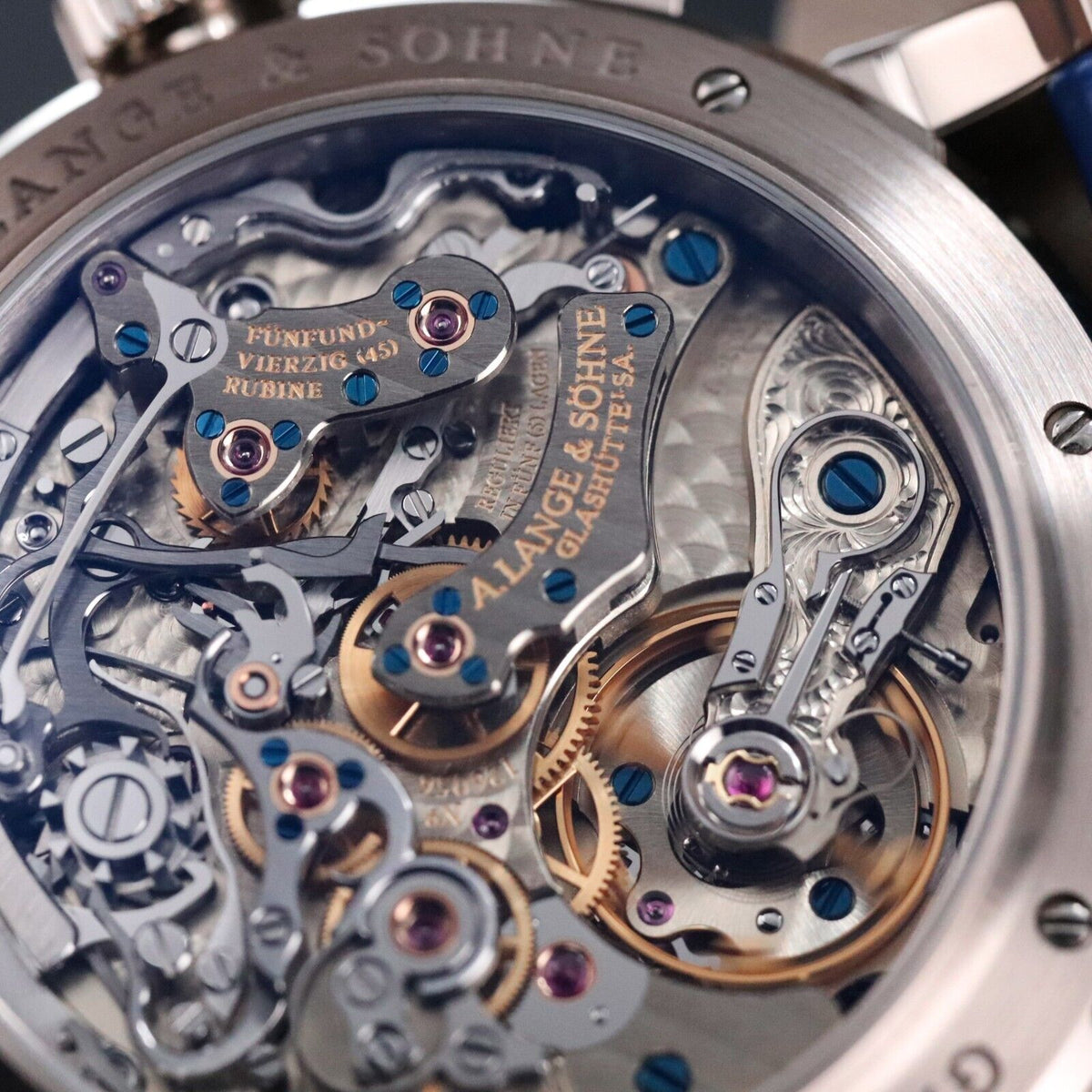 A Lange & Sohne Datograph Perpetual 41mm Platinum Moonphase Blue Date 410.038E