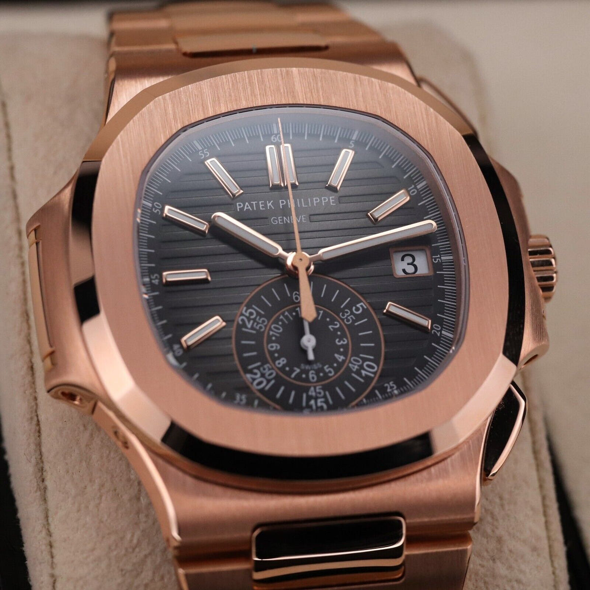 Patek Philippe Nautilus 5980-1R DISCONTINUED 40mm Rose Gold Black Dial Full Set