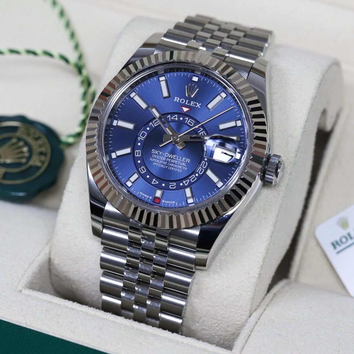 2023 Rolex Sky-Dweller 42mm Blue Dial Fluted Steel Jubilee 336934 - Complete