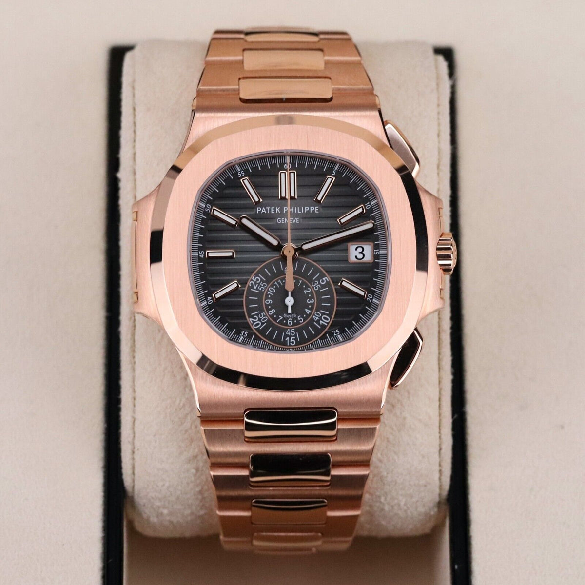 Patek Philippe Nautilus 5980-1R DISCONTINUED 40mm Rose Gold Black Dial Full Set