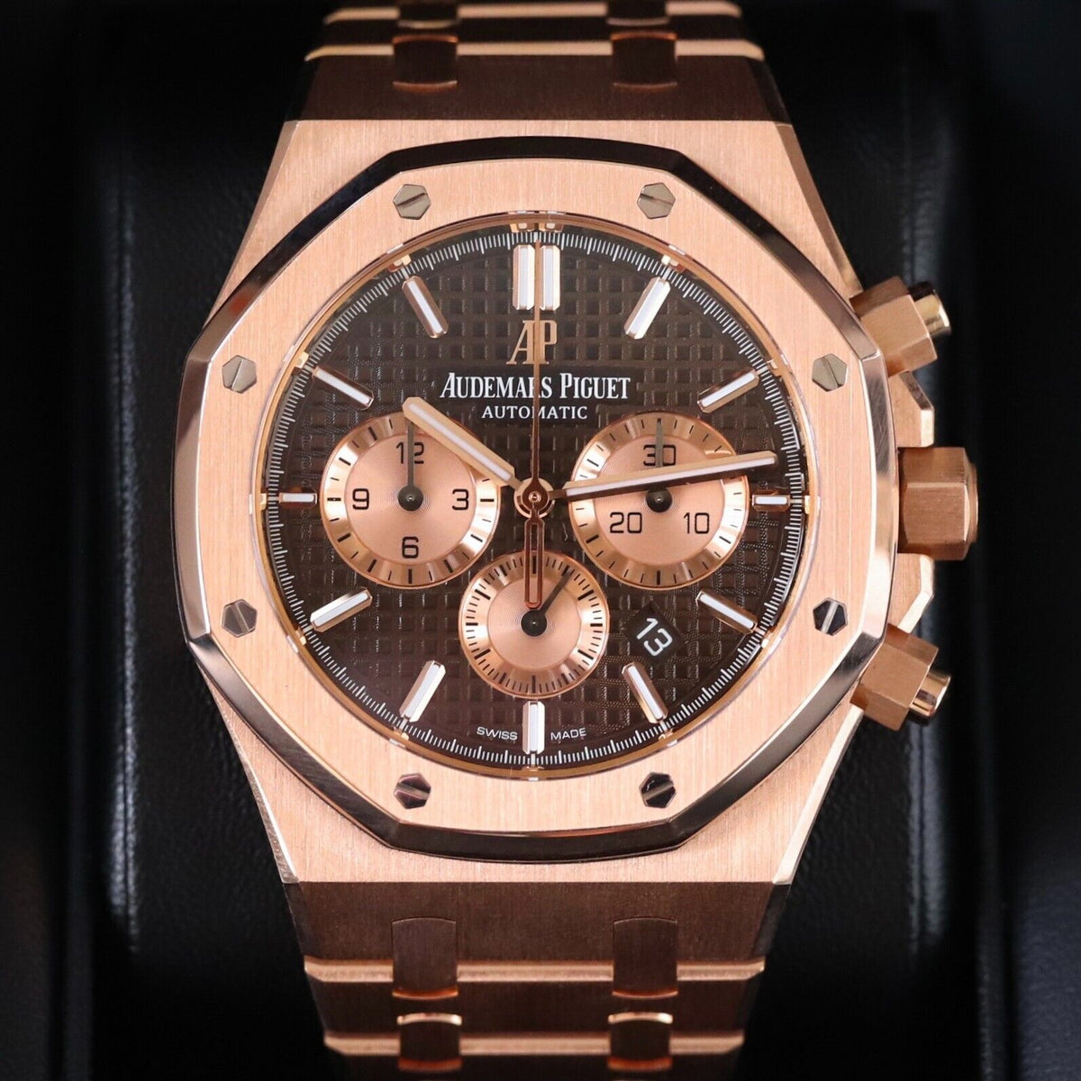 Audemars Piguet Royal Oak Chronograph 41mm 18k Rose Gold Brown 26331OR Mint B&P