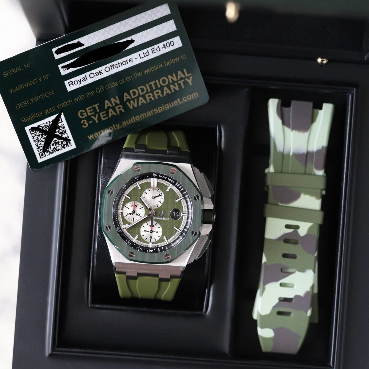 Audemars Piguet Royal Oak Offshore 44mm LTD ED 1/400 Green Camo 26400SO B&P Mint