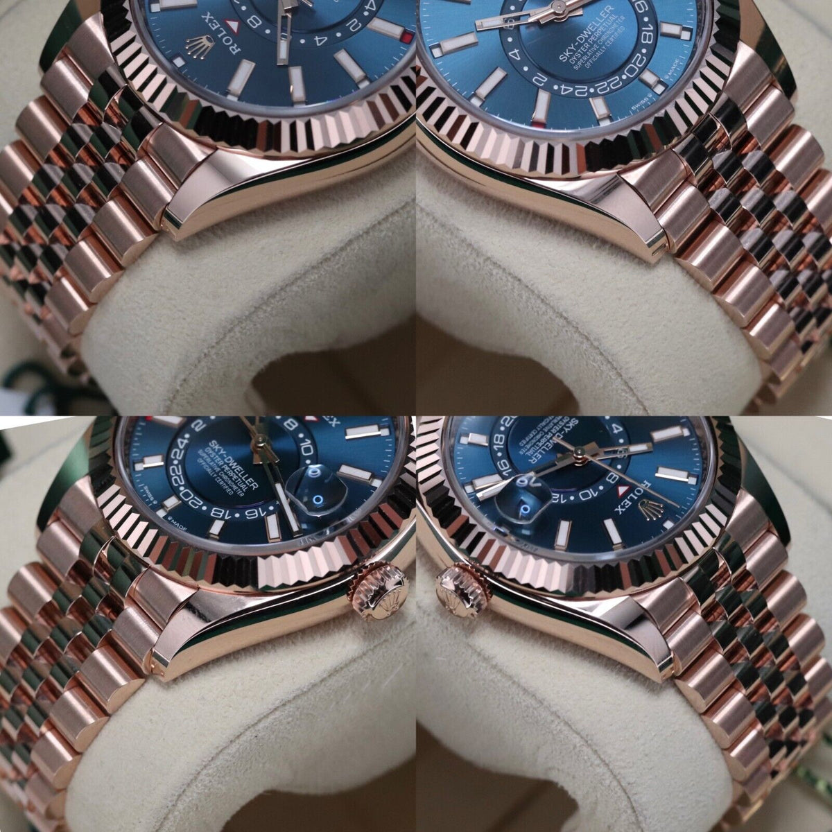 Rolex Sky-Dweller Blue Dial Rose Gold Sunburst 42mm Jubilee Fluted Sky 336935