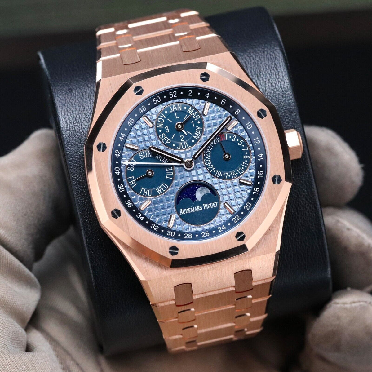 2024 Audemars Piguet Royal Oak Perpetual Calendar 41m Rose Gold Ice Blue 26574OR