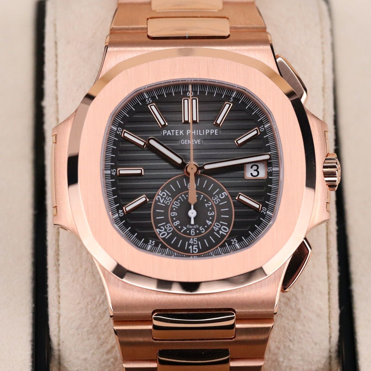 Patek Philippe Nautilus 5980-1R DISCONTINUED 40mm Rose Gold Black Dial Full Set