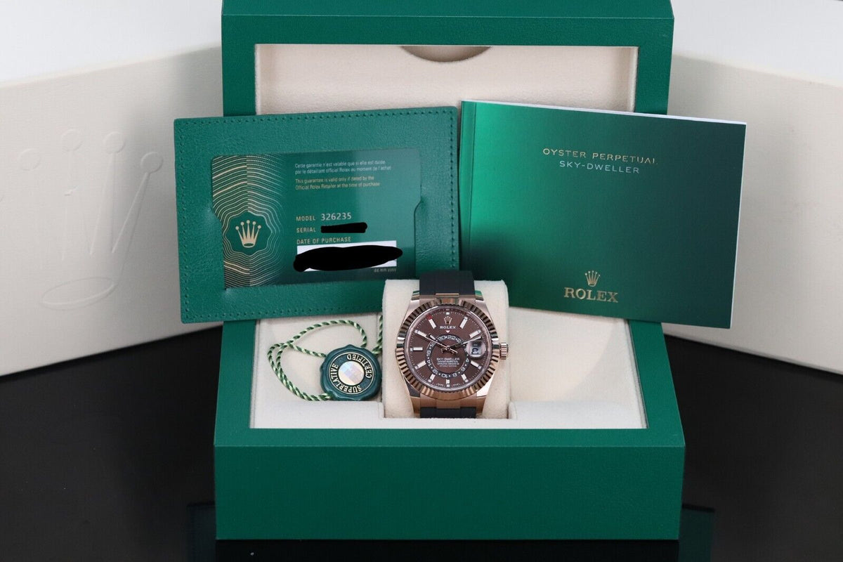 Rolex Sky-Dweller Chocolate Rose Gold Brown Dial 42mm Oyster Flex Rubber 326235