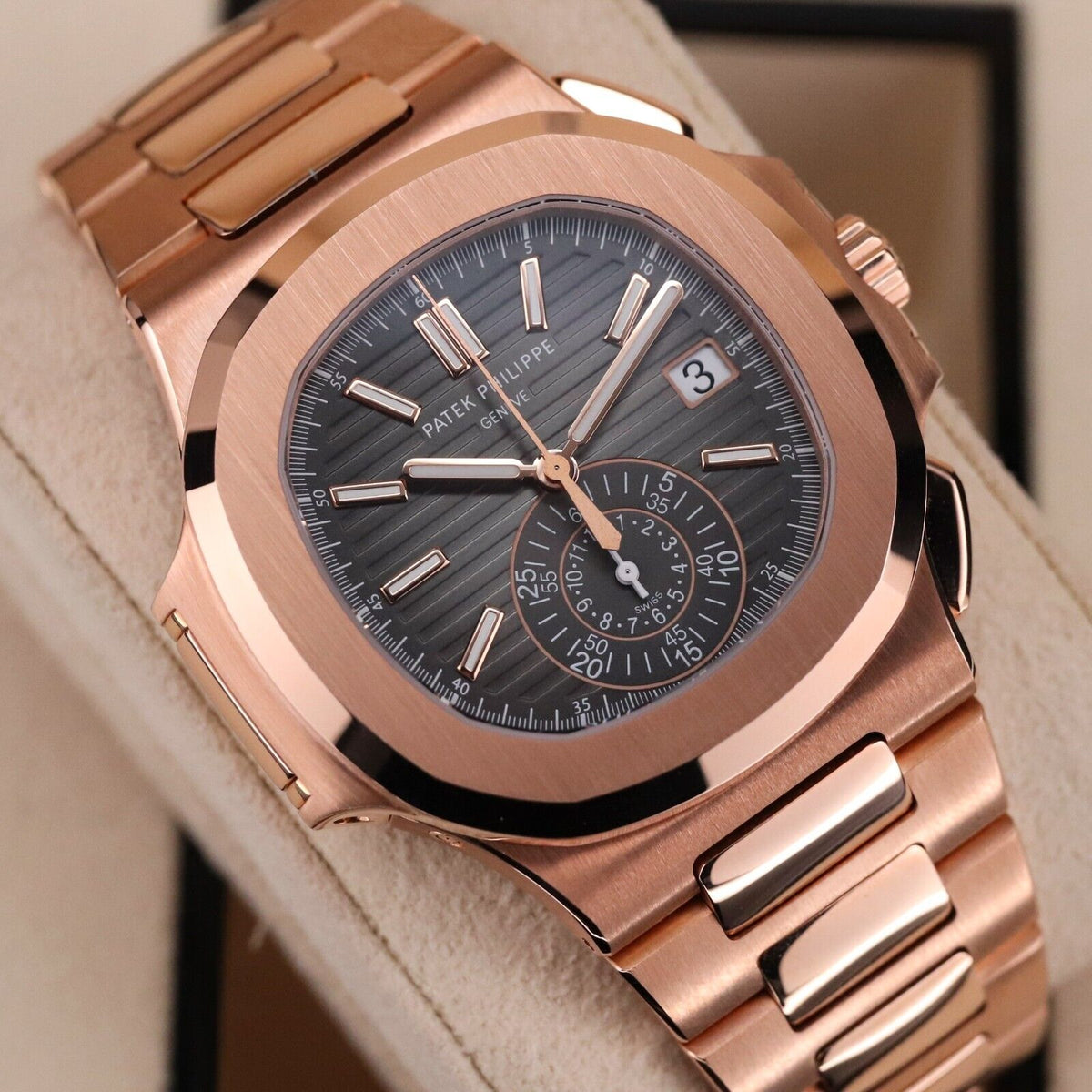 Patek Philippe Nautilus 5980-1R DISCONTINUED 40mm Rose Gold Black Dial Full Set