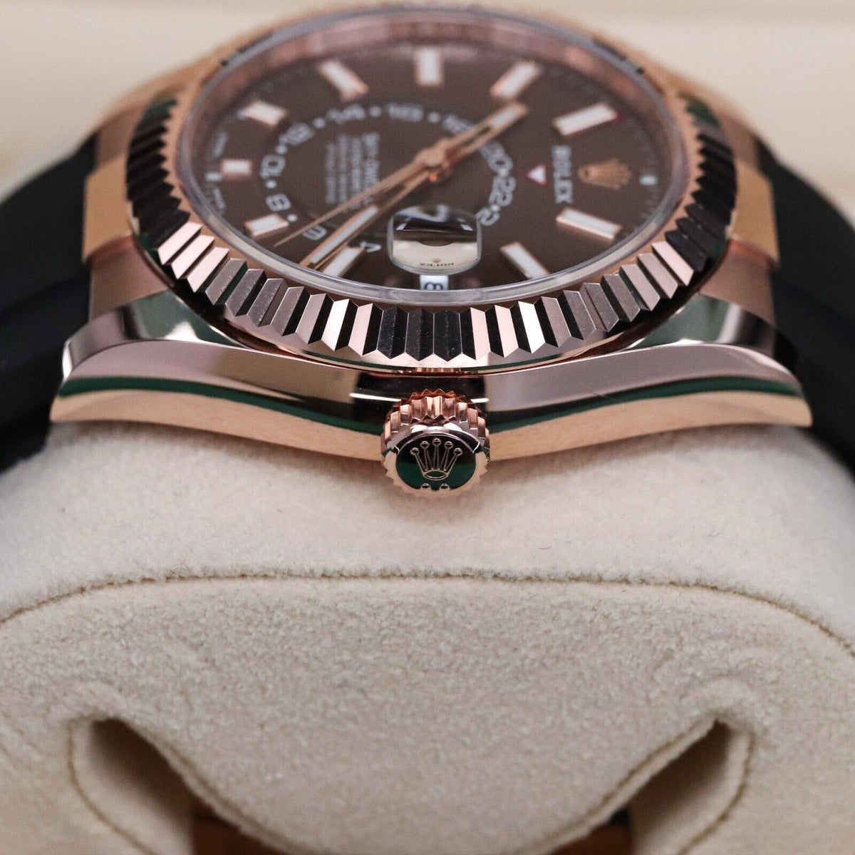 Rolex Sky-Dweller Chocolate Rose Gold Brown Dial 42mm Oyster Flex Rubber 326235