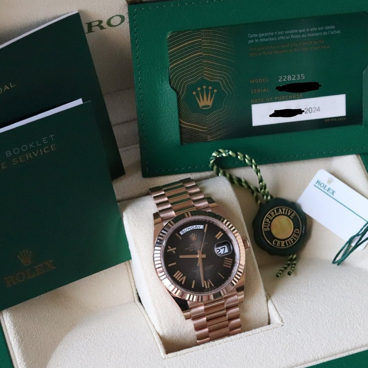 Rolex Day Date 40 Slate Ombre Gradient 18k Rose Gold Roman 228235 - 2024 Release