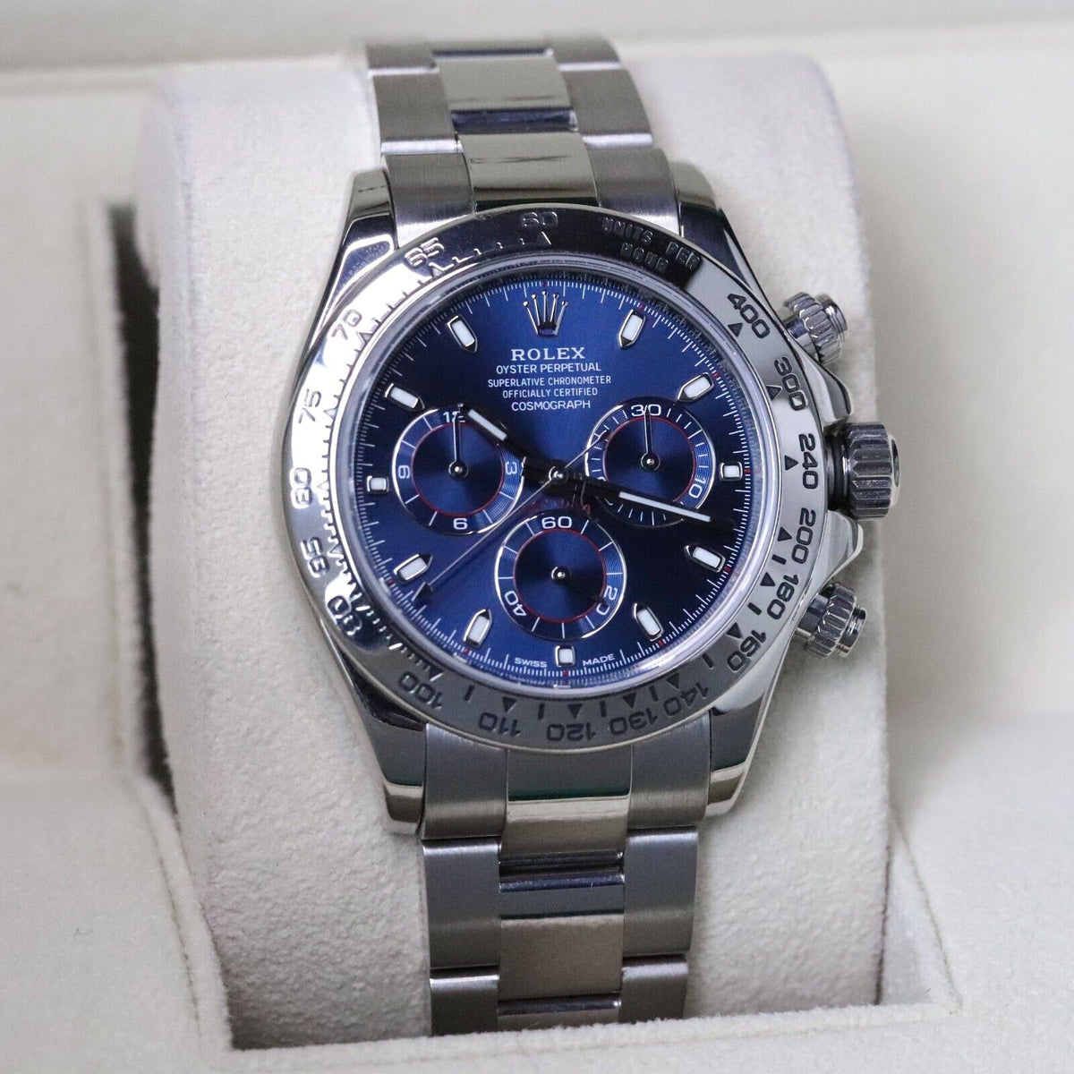 Rolex Daytona 40mm 18K White Gold Blue Dial 116509