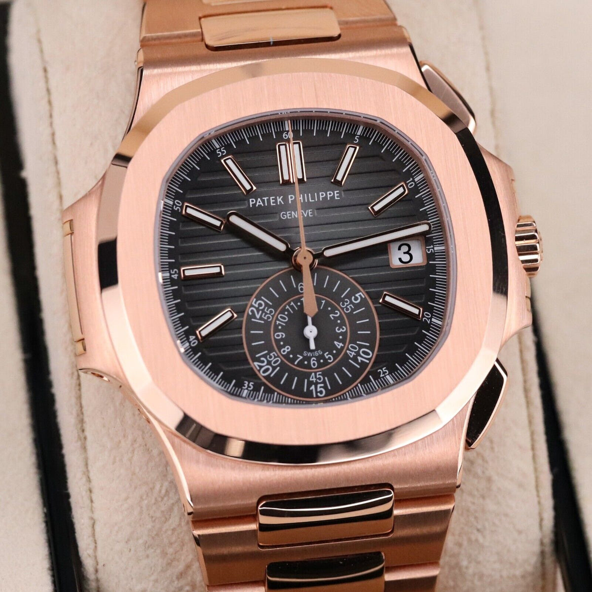 Patek Philippe Nautilus 5980-1R DISCONTINUED 40mm Rose Gold Black Dial Full Set