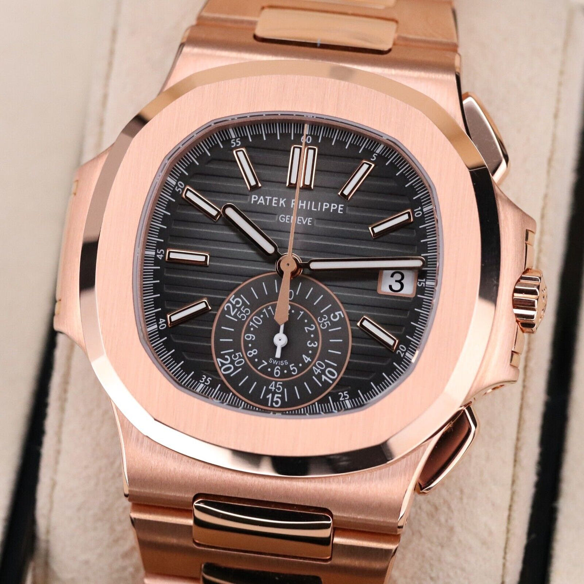 Patek Philippe Nautilus 5980-1R DISCONTINUED 40mm Rose Gold Black Dial Full Set