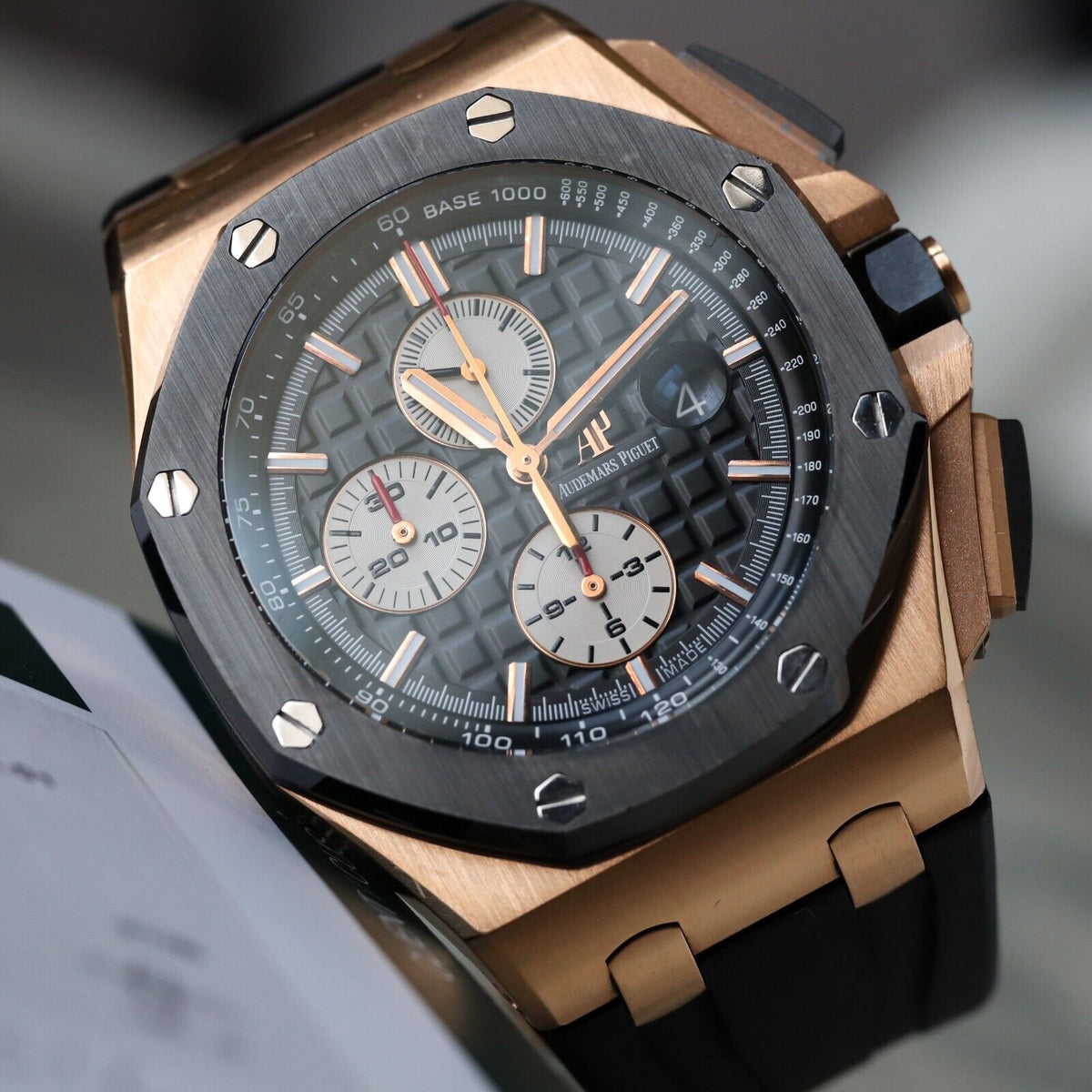 Audemars Piguet Royal Oak Offshore 44mm Rose Gold Black Ceramic 26401RO - B&P