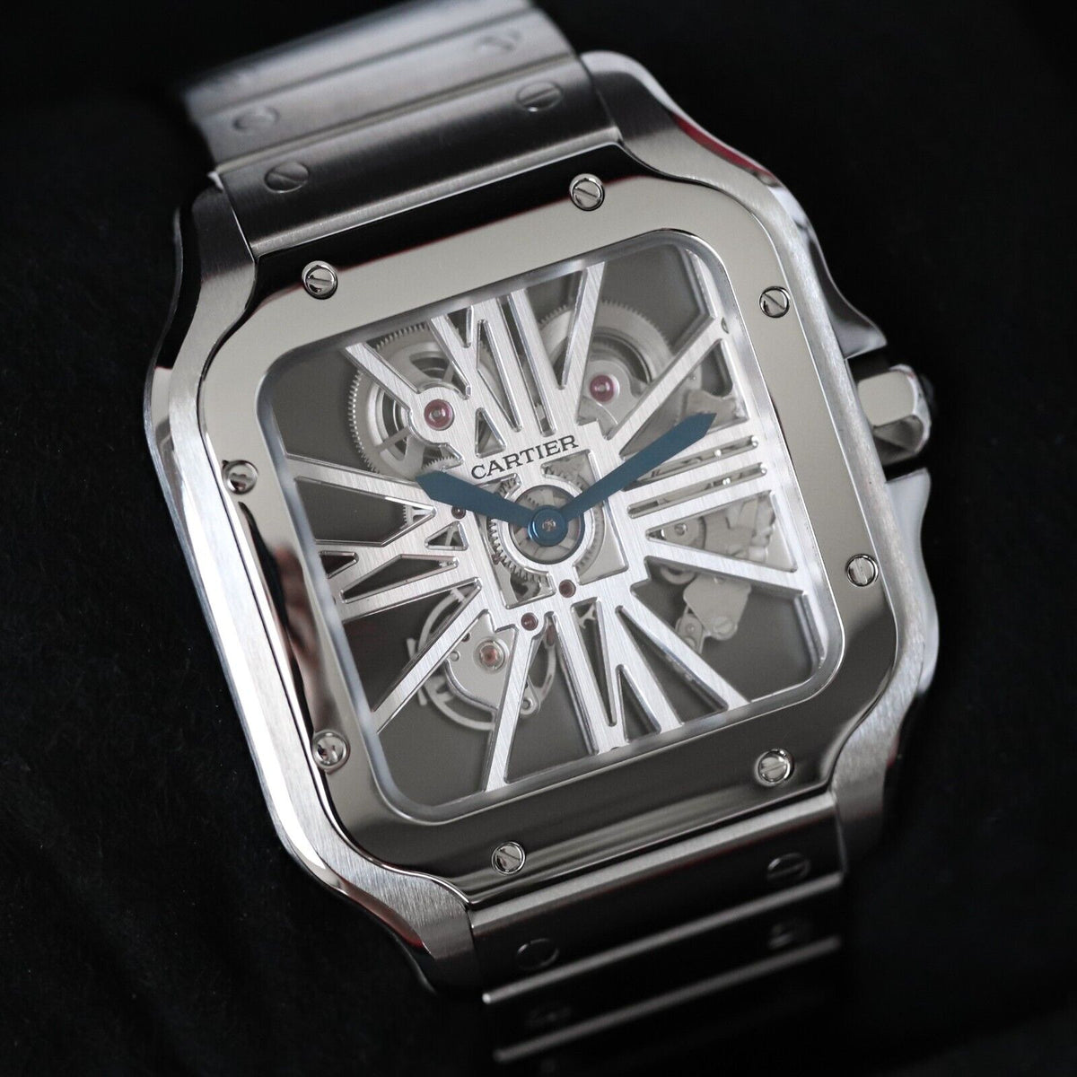 Cartier Santos De Cartier Skeleton Large Model 39.8mm Steel Sapphire WHSA0007