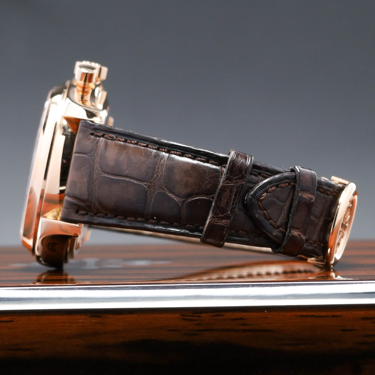 Patek Annual Calendar 2011 Complete 40.5mm 18k Rose Gold Silver White Dial 18k Rose Gold Bezel Brown Alligator Leather Strap 5960R-001