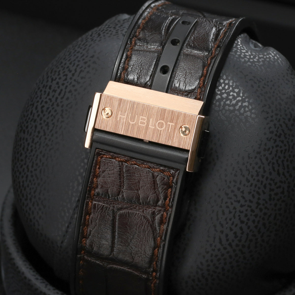 Hublot Spirit of Big Bang 45mm Rose gold Skeleton Dial Gold Fixed Bezel Brown Leather Strap with Rose Gold Folding Clasp 601.OX.0183.LR