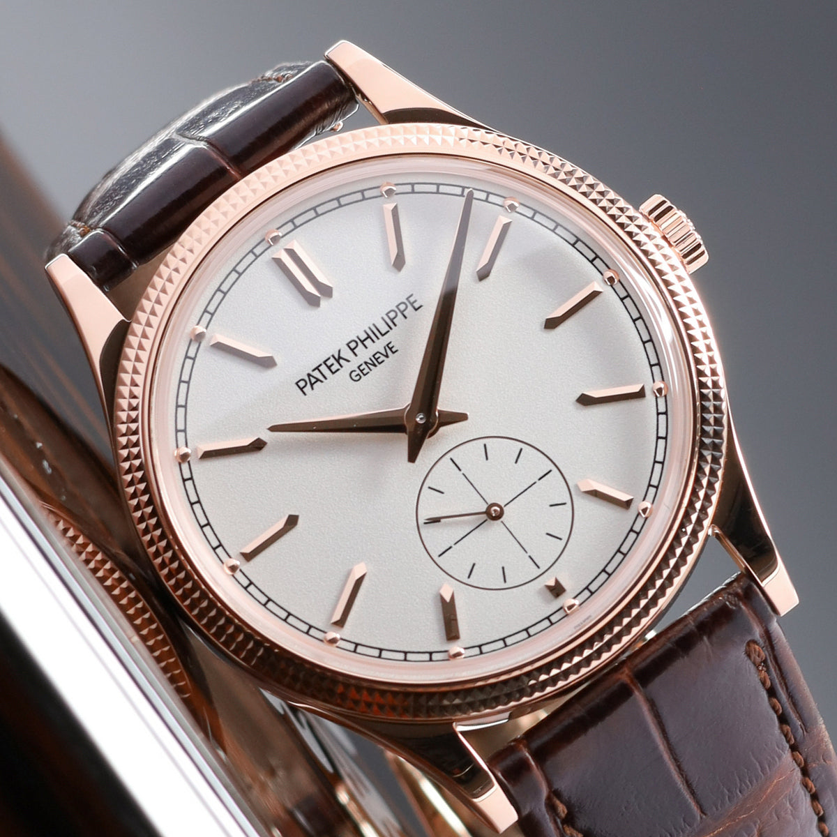 Patek Philippe Calatrava 2025 Complete 39mm 18k Rose Gold White Dial 18k Rose Gold Hobnail Bezel Brown Leather Strap 6119R