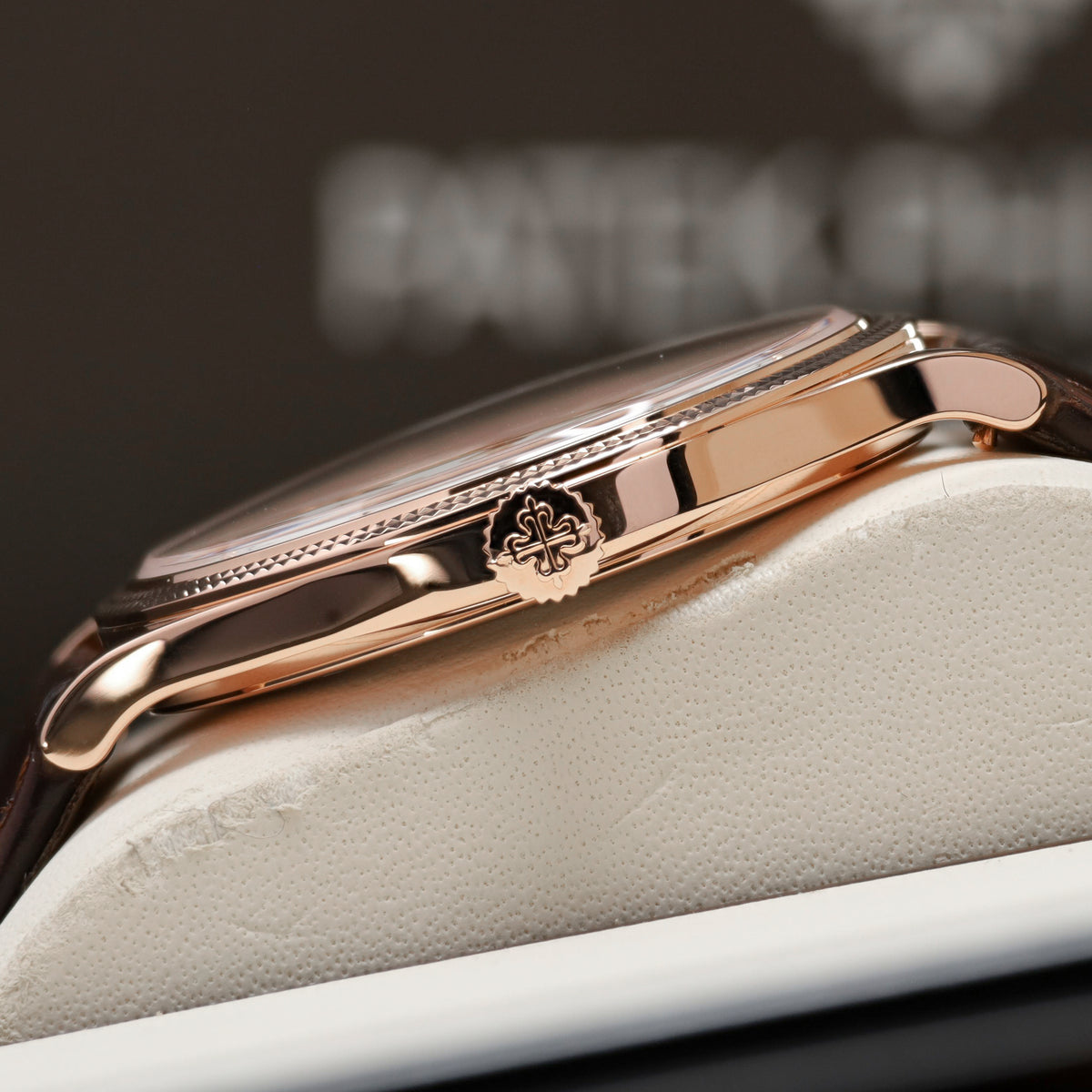 Patek Philippe Calatrava 2025 Complete 39mm 18k Rose Gold White Dial 18k Rose Gold Hobnail Bezel Brown Leather Strap 6119R