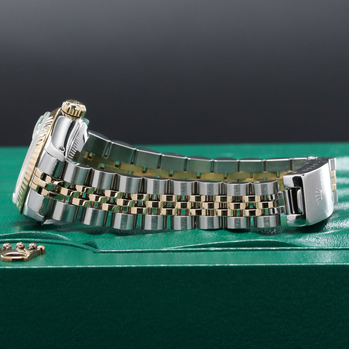 Rolex Datejust Complete 26mm Stainless Steel and Yellow Gold Aftermarket Champagne with Diamond Markers Dial Yellow Gold Fluted Bezel Two-Tone Bracelet Jubilee or Oyster 69173