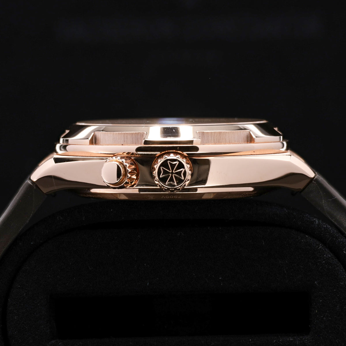 Vacheron Overseas 2020 Complete 42.5mm 18k Rose Gold Silver Sunburst Overseas Maltese Cross Inspired Bezel Black Rubber Strap 7900V