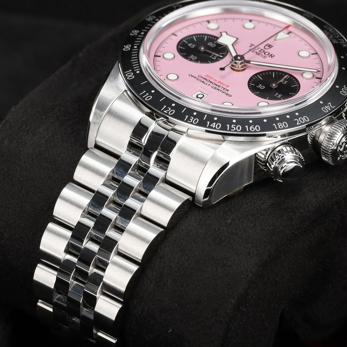 Tudor Black Bay 2025 Complete 41mm Stainless Steel Pink Dial Black Anodized Aluminum Tachymeter Bezel Jubilee-Style Bracelet 79360N